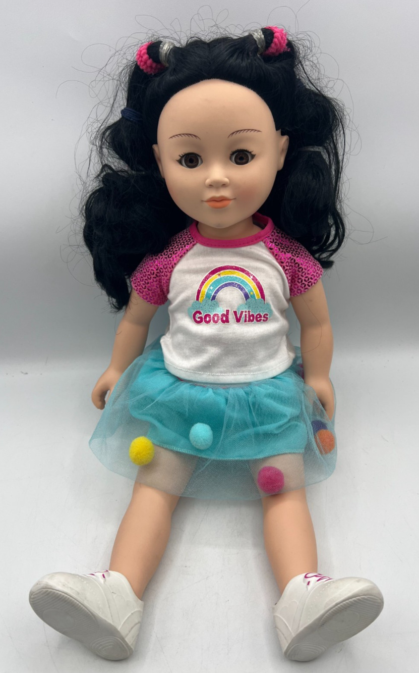 CitiToy 18 Inch Girl Doll Black Hair Brown Eyes Good Vibes Outfit Shoes 2013